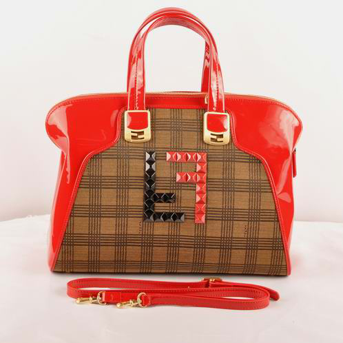 F2537 Fendi Chameleon Bag Pelle con tessuto F2537 Red